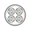 Hyperline (UTP16W-C5-SOLID-IN-LSZH) Кабель витая пара, неэкранированная U/UTP, категория 5, 16 пар (4 пары (24 AWG)х4), одножильный (solid), каждый 4х парник - LSZH оболочка, LSZH нг(А)-HF, –20°C - +60°C, серый - 8