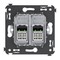 DKC / ДКС Компьютерная розетка двойная RJ-45 в стену, кат.6, "Закаленная сталь", 2 модуля, Avanti - 32