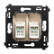 DKC / ДКС Розетка RJ-45 в стену, кат.6 двойная, "Ванильная дымка", Avanti - 120