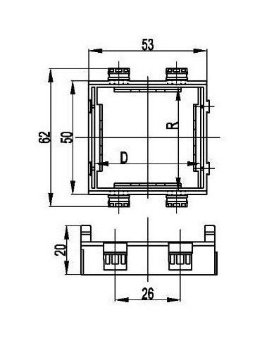 DKC / ДКС In-Liner Front/Aero Каркас для монтажа ЭУИ, 2М, пластик, цвет черный, BRAVA