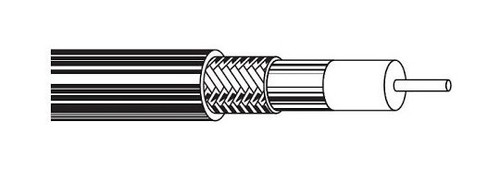 Belden (500 м) Кабель коаксиальный радиочастотный, 50 Ом, медная жила - 2.62 ± 0.03 мм, внеш. диам. - 10.3 ± 0.3 мм, экран (фольга+сетка 50% медь, Cu-foil), ПЭ, для внешней прокладки, черный (цена за 1 м)