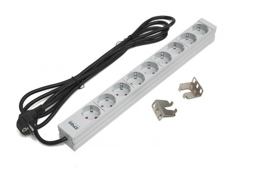 ZPAS Блок розеток для 19" шкафов, 9 розеток, шнур 3 м. (Schuko)