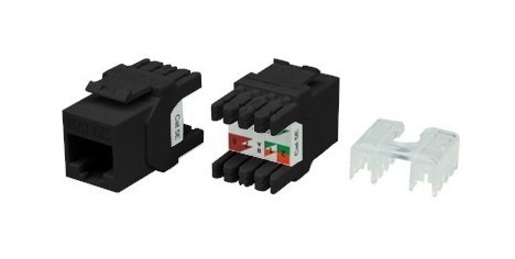 Hyperline Вставка Keystone Jack RJ-45(8P8C), категория 5e, тип 180 градусов, черная