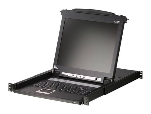 ATEN CL1008M-ATA-RG (CL1008M-AT-RG) Переключатель, электрон., KVM, 1 user консоль LCD 17" => 8 cpu PS2+VGA, с KVM-шнурами PS2 2х1.8м., 1280x1024, 1U 19", исп.спец.шнуры, OSD, каскад 128, лат./рус.клавиатура [ATEN CL1008MR]