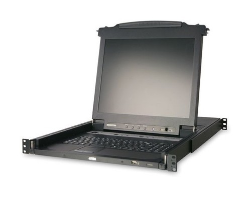 ATEN CL5716M-ATA-RG (CL5716M-AT-RG) Переключатель, электрон., KVM, 2 пользователя LCD 17" =>16 cpu PS2/USB+VGA, с KVM-шнурами PS2 1х1.8м.;USB 1x1.8м., 1280x1024, 1U 19", исп.спец.шнуры, OSD, каскад 512, лат./рус.клавиатура