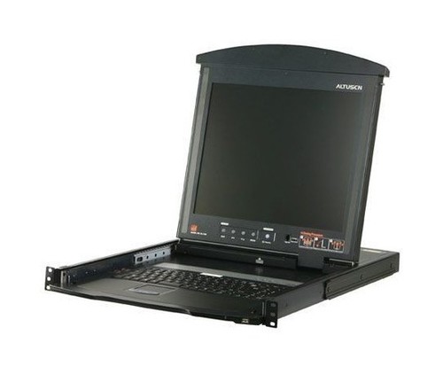 ATEN Переключатель, электрон., KVM, 1 user PS2/USB/VGA консоль LCD 17" =>16 cpu (PS2/USB/Sun+VGA)/RS232, без модулей, 1600x1200 60Hz (40м), 1U 19", исп.спец.модули и UTP, OSD, каскад 512 (KL1516AM-AW-RG)