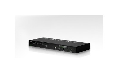 ATEN CS1708i-AT-Gi Переключатель, электрон., KVM, 1 local user PS2/USB+VGA+1 IP user => 8 cpu PS2/USB+VGA, со шнурами PS/2 1.8м/USB 1.8м., 1600x1200 удал.конс/2048x1536 локал.конс, 1U 19", исп.спец.шнуры, OSD, каскад. до 128, (USB hub 1.1;шифр.RC4