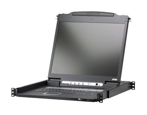 ATEN Переключатель, электрон., KVM, 1 user консоль LCD 19" => 8 cpu PS2/USB+VGA, с KVM-шнурами PS2 1х1.8м.;USB 1x1.8м., 1280x1024, 1U 19", исп.спец.шнуры, OSD, каскад 128, лат./рус.клавиатура