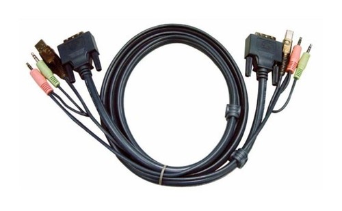 ATEN Шнур, мон+клав+мышь USB+аудио, DVI-D Single Link+USB A-Тип+2xRCA=>DVI-D Single Link+USB B-Тип+2xRCA, Male-Male, опрессованный, 1.8 метр., черный