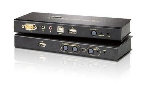 ATEN Удлинитель, SVGA+KBD/MOUSE USB+AUDIO, 250 метр., HD-DB15+3xUSB A-тип+2xMINI JACK, Female, c KVM-шнуром, Б.П. 220> 5.3V, (доп.USB порт только для Flash Drives;доп. USB порт B-тип/Female для подкл. KVM;макс.разреш. 1600х1200 60Hz(150м);D