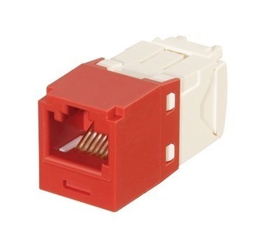 PANDUIT Универсальный модуль Mini-Com® TX6™ PLUS с ключом для предотвр. несанкц. подкл., медный, неэкранированный (UTP), категория 6, RJ45, 8-позиционный, 8-проводной (8P8C), T568A/B, тип Giga-TX™, заделочный наконечник с маркировкой, красный
