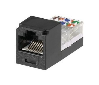 PANDUIT Модуль Mini-Com® медный, неэкранированный (UTP), категория 3, RJ12, 6-позиционный, 6-проводной (6P6C), тип Leadframe, цветовое кодирование заделочного колпачка по схеме разводки USOC, черный