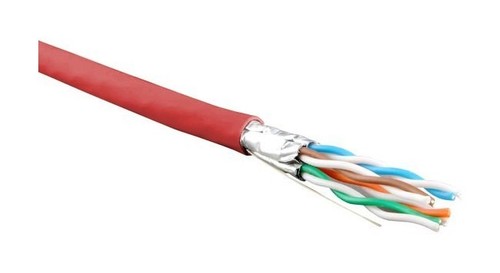Hyperline (500 м) Кабель витая пара, экранир. U/FTP, кат. 6, 4 пары (23 AWG), одножил. (solid), кажд.пара в фольге, LSZH, нг(А)-HF, –20°C–+60°C, красный-гарантия: 15 лет компон., 25 лет системная