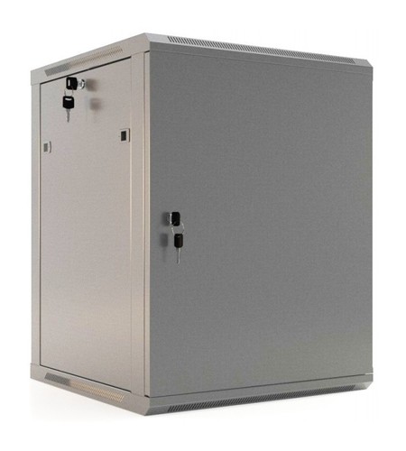 Hyperline Шкаф настенный 19-дюймовый (19"), 15U, 775x600х600мм, металлическая передняя дверь с замком, две боковые панели, цвет серый (RAL 7035) (разобранный)