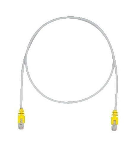 PANDUIT Патч-корд TX5e F/UTP, Cat. 5e, с модульными разъёмами PAN-PLUG™ на обоих концах, 26 AWG, 0.5 м, серый, с желтыми колпачками