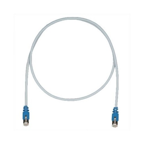 PANDUIT Патч-корд TX5e F/UTP, Cat.5e, с модульными разъёмами PAN-PLUG™ на обоих концах, 26 AWG, 3 м, серый с синими колпачками