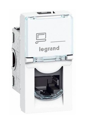 LEGRAND Модуль розетки компьютерной RJ-45, кат. 5e, FTP, 1М, белый, Mosaic