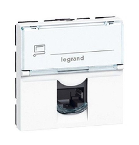 LEGRAND 76566 Модуль розетки компьютерной RJ-45, кат. 6, STP, 2М, белый, Mosaic