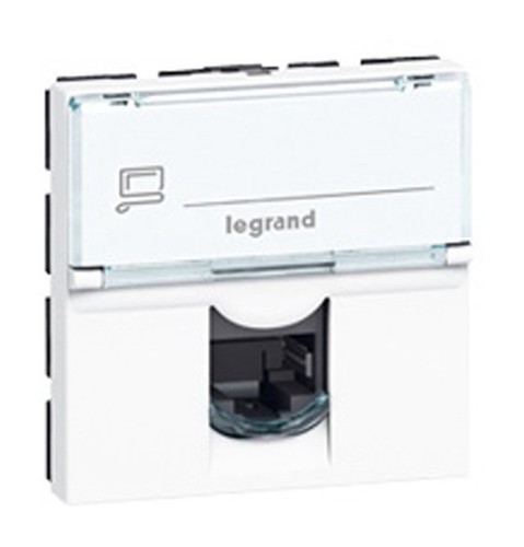 LEGRAND 76593 Модуль розетки компьютерной RJ-45 под углом 90°, кат. 6, STP, 2М, белый, Mosaic