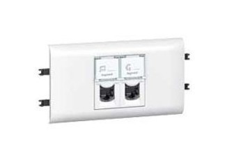 LEGRAND Модуль розетки компьютерной 2хRJ-45, кат. 6, FTP, 2М, с рамкой и суппортом (в короб с крышкой 65мм), белая, Mosaic