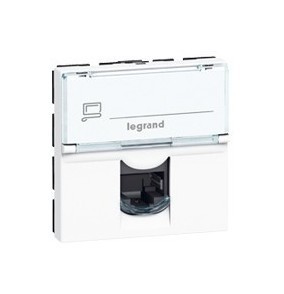 LEGRAND 76576 Модуль розетки компьютерной RJ-45, кат. 6A, 10GIGA, STP/FTP, 2М, белый, Mosaic