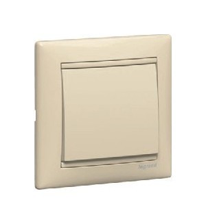 LEGRAND Выключатель 1-клавишный, 10АХ, 250В, слоновая кость, Valena