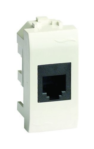 DKC / ДКС Телефонная розетка RJ-11, (разъем AMP), цвет белый, 1М, BRAVA