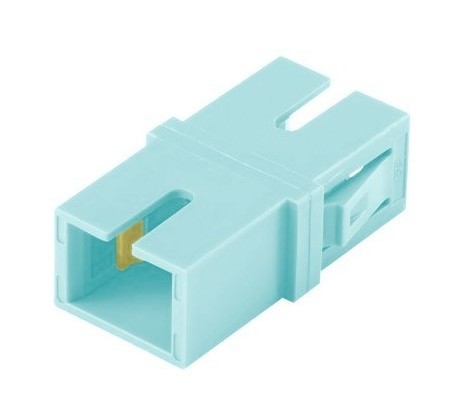 PANDUIT Оптический проходной адаптер SC, MM 10Gig™ OM3/OM4 , simplex, корпус пластиковый, RoHS, центратор из фосфористой бронзы, цвет аква (замена FASSCZAQ-L)