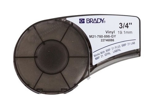 BRADY Лента 19.05 мм х 6.4 м винил, черный на сером, M21-750-595-GY