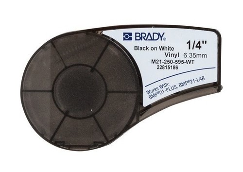 BRADY Лента принтерная для кабеля, провода, патч-панелей, 6.35 мм х 6.4 м, винил, черный на белом (BMP21 Plus), M21-250-595-WT