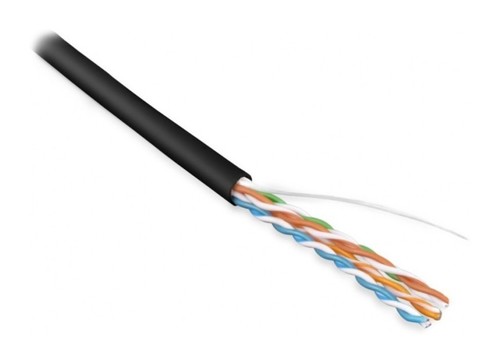 Hyperline (100 м) Кабель витая пара, неэкранированная U/UTP, категория 5e, 4 пары (24 AWG), одножильный (solid), PVC, -20°C – +75°C, черный - гарантия: 15 лет компонентная, 25 лет системная
