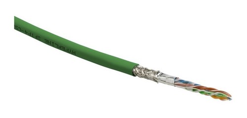 Hyperline (305 м) Кабель витая пара SF/UTP, категория 5e, 4 пары (24 AWG), одножильный (solid), экран - фольга + медная оплетка, LSZH, –20°C – +75°C, зеленый - гарантия:15 лет компонентная, 25 лет системная