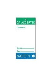 BRADY Бирки контрольные, обозначение качества и прохождения ремонта, "QA Accepted", материал - полужесткий полиэстр, коплект 10 шт.