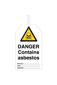 BRADY Бирка безопасности, легенда "DANGER Contains asbestos", 145*85 мм, материал ПВХ, 10шт/упак"