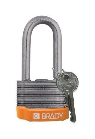 BRADY Стальные замки, высота дужки 51 мм, диаметр дужки 7 мм, цвет бампера - оранжевый, 1 ключ, устойчив к низкой температуре (6 шт/к-т)