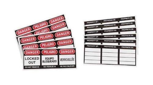 BRADY Этикетки для замков безопасности, легенда «DANGER LOCKED OUT», 6 шт."