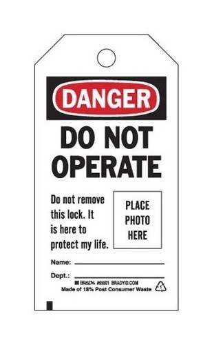 BRADY Ламинированная бирка с легендой "DANGER DO NOT OPERATE" (с фото)