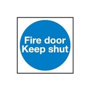 BRADY Уведомление при пожаре, белый на синем, легенда "Fire door Keep shut", 200*200 мм, жесткий пластик, 1 шт"