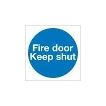 BRADY Уведомление при пожаре, белый на синем, легенда "Fire door Keep shut", 200*200 мм, самоклеящийся винил, 1 шт"