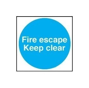 BRADY Уведомление при пожаре, белый на синем, легенда "Fire escape Keep clear", 100*100 мм, жесткий пластик, 1 шт"