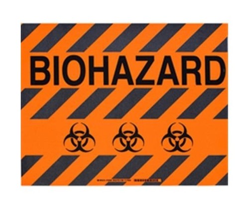 BRADY Наполная самоклеющаяся табличка с надписью "Biohazard", материал В-534, цвет - черный на оранжевом, размер 355,6 мм Х 457,2 мм