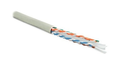 Hyperline (305 м) Кабель витая пара, неэкранированная U/UTP, категория 6, 4 пары (23 AWG), одножильный (solid), с разделителем, PVC, –20°C – +75°C, серый - гарантия: 15 лет компонентная, 25 лет системная