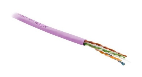 Hyperline (305 м) Кабель витая пара, неэкранированная U/UTP, категория 6, 4 пары (23 AWG), одножильный (solid), с разделителем, PVC, –20°C – +75°C, розовый - гарантия: 15 лет компонентная, 25 лет системная