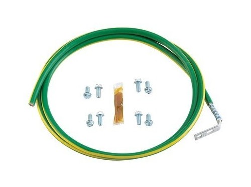 PANDUIT Комплект заземления для шкафов: провод заземления #6 AWG (16 мм2) длиной 1.45 м, с одним наконечником 45°, саморезы #12-24 x 1/2" (2 шт.), M6 x 12 мм (2 шт.), #10-32 x 1/2" (2 шт.), M5 x 12 мм (2 шт.) в комплекте