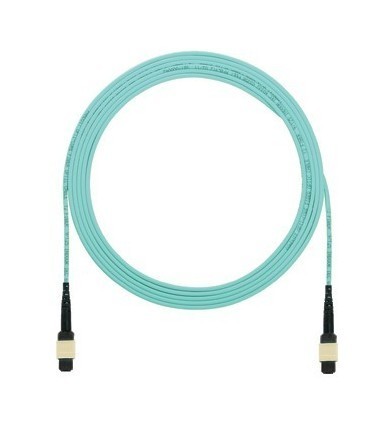 PANDUIT Транковая сборка, MPO (мама) - MPO (мама), 12 волокон, многомодовая 50/125 (OM3), 10Gig, LSZH, кабель аква, коннекторы черные, без петель для протяжки, 4 м