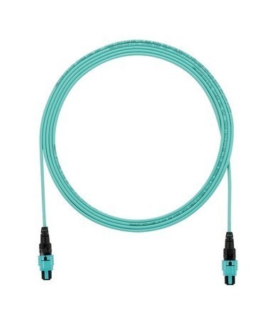 PANDUIT Транковая сборка, PanMPO (мама) - PanMPO (мама), 12 волокон, многомодовая 50/125 (OM3), 10Gig, LSZH, кабель аква, коннекторы черные, без петель для протяжки, 12 м