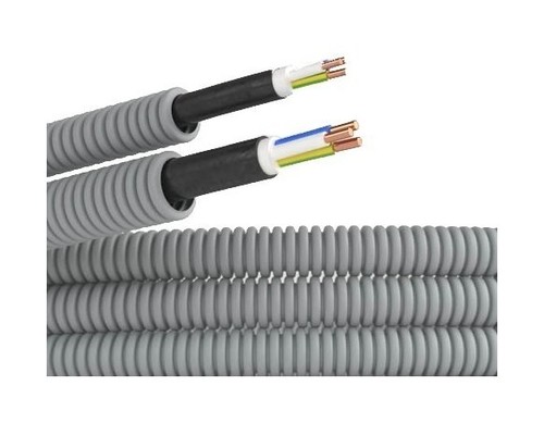 DKC / ДКС Электротруба ПВХ гибкая гофр. д.20мм, цвет серый, с кабелем ВВГнг(А)-LS3х1,5мм2 РЭК "ГОСТ+", 100м