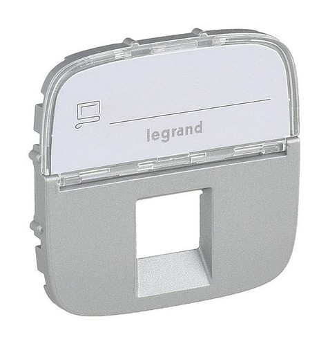 LEGRAND Лицевая панель для розеток RJ45 с держателем маркировки, алюминий, Valena Allure