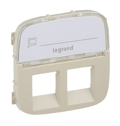 LEGRAND Лицевая панель для двойных розеток RJ45 и RJ11 с держателем маркировки, слоновая кость, Valena Allure