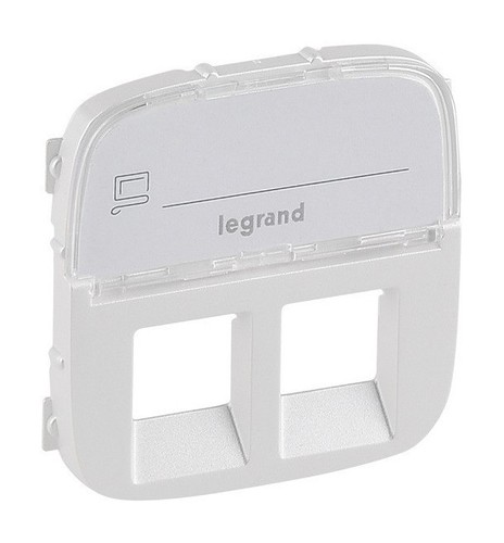 LEGRAND Лицевая панель для двойных розеток RJ45 и RJ11 с держателем маркировки, жемчуг, Valena Allure